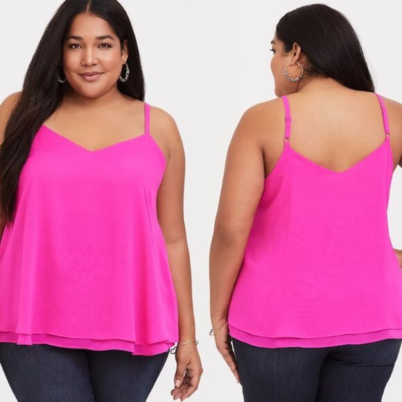 Torrid | Supersonic Pink Double Layer Chiffon Blouse | Size 1X - Picture 1 of 8